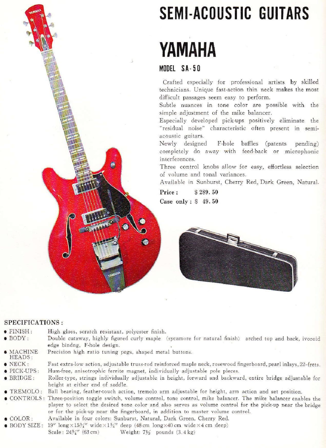 SA-50 (1968 Yahama Guitar Catalog - Page 8)