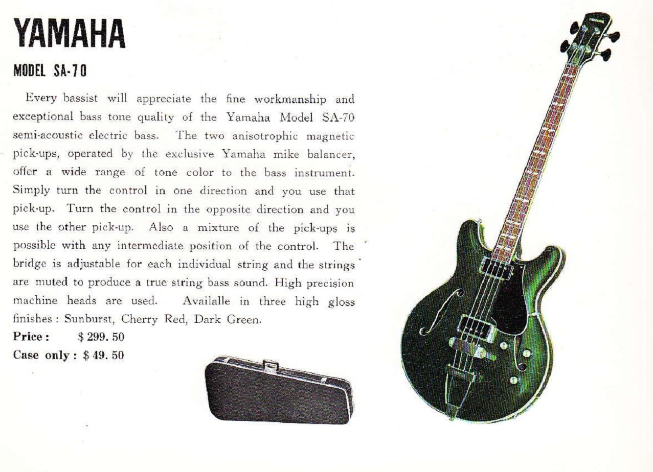 SA-70 (1968 Yahama Guitar Catalog - Page 9)