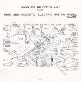 SA-30 (Yamaha Guitar Booklet Page 12 - Illustrated Parts List) Full